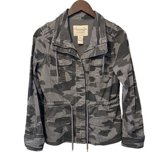 American Rag Black and Gray Camouflage Utility Jacket